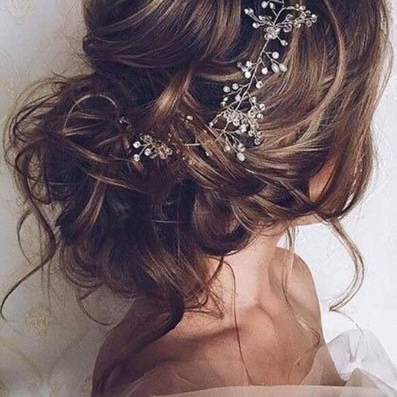 Rose Gold Bridal Hair Vine Pearl Crystal Beads Wedding Head Piece Accessories main image 5